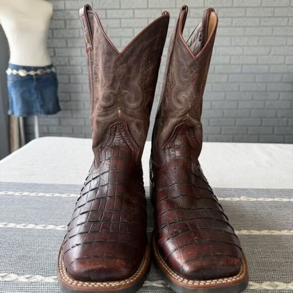 Double H Croc Print Square Toe Cowboy Boots Size 10 DH3611 main image 5